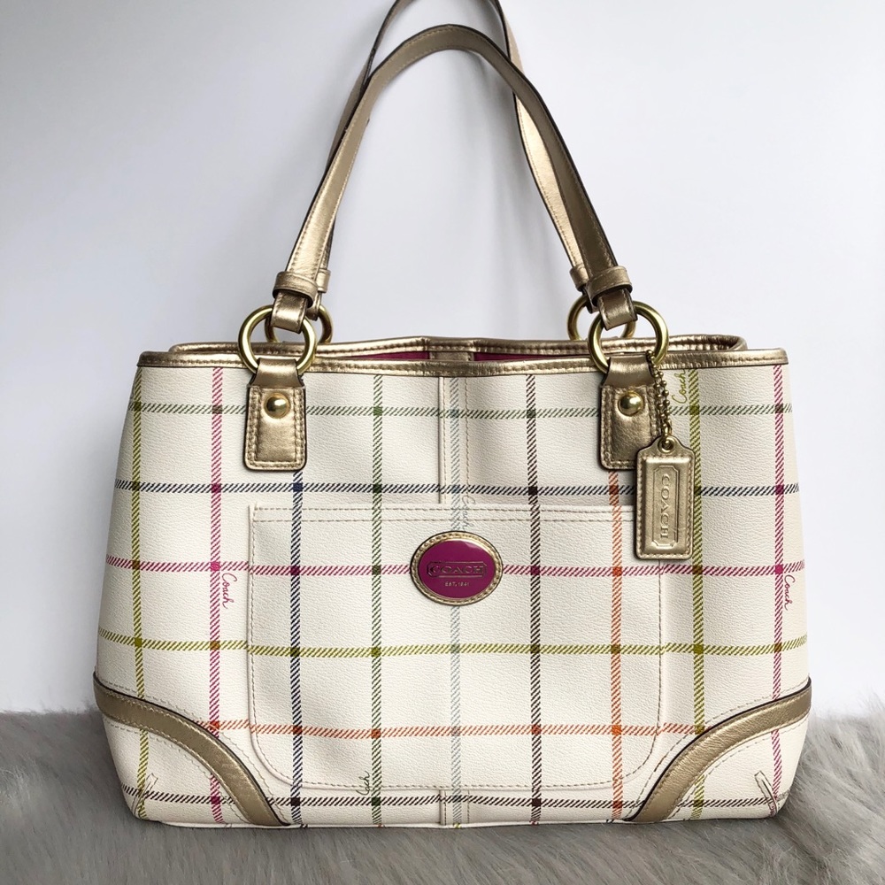 Coach Heritage Tattersall Shopper Tote Bag